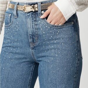 J. Crew Rhinestone Embellished classic wide-leg jean in all-day stretch, Size 30